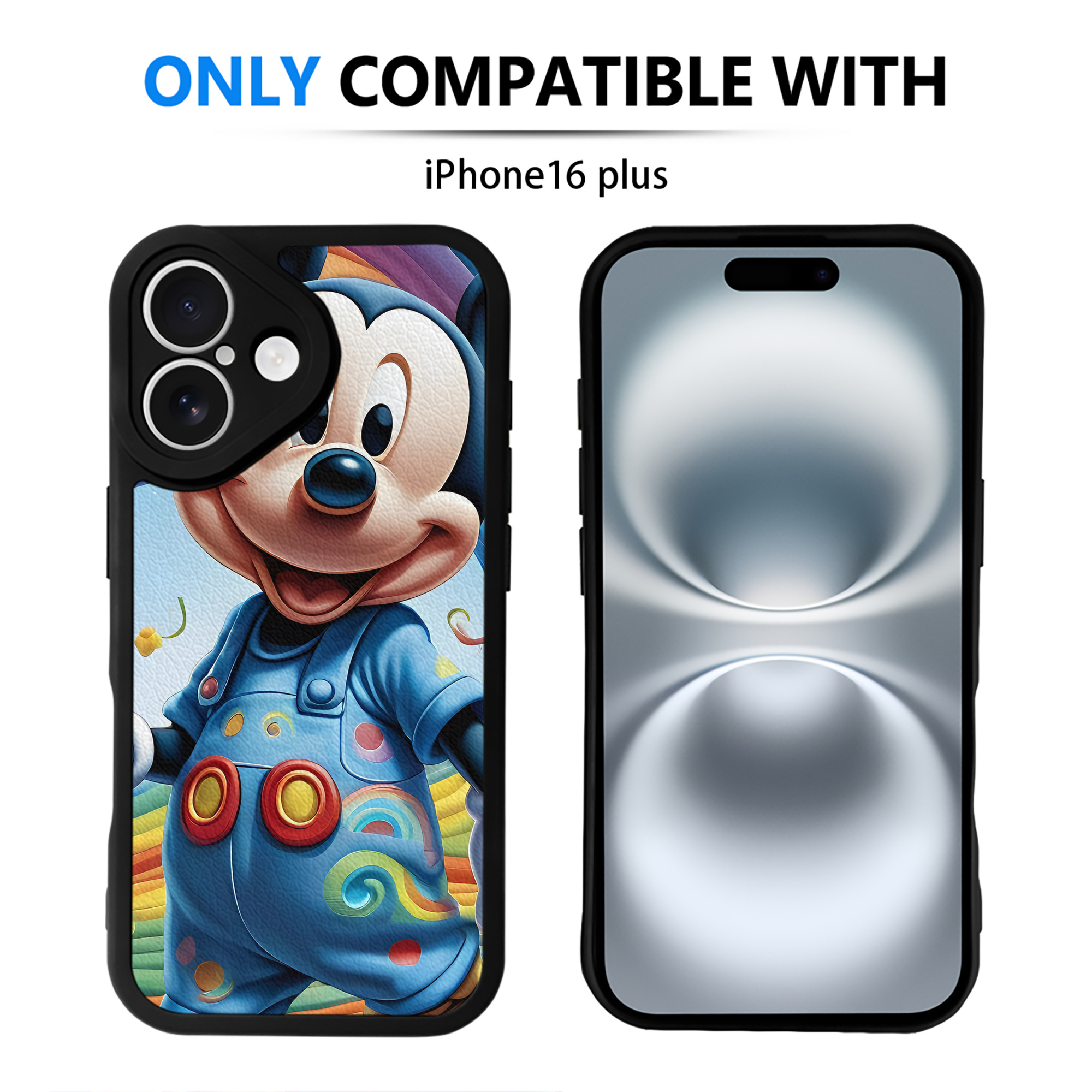 （画像用） ミッキーマウス Mickey Mouse 【iPhone 16シリーズ対応】シリコンスマホケース（レザー調） 材質：シリコン